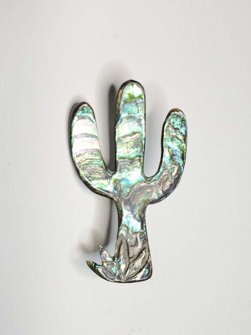 Vtg. Abalone Shell Cactus Brooch - Picture 3 of 6